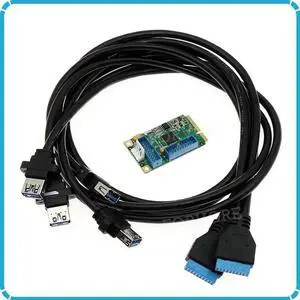 Aomoproing Mini PCIe to 4 ports USB 3.0 adapter for mini itx mini PCI express to 2 porst 19 20 Pin USB 3.0 header with 2 19pin female cable