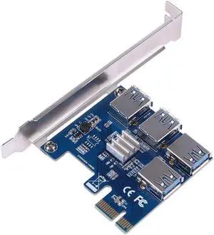Aomoproing ALLOYSEED est PCI-E 1x to 16x 1 to 4 PCIE PCI Express Riser Card USB 3.0 Slot Multiplier Hub Adapter For Bitcoin Mining Miner
