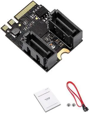 Aomoproing M.2 NGFF To Sata3 Adapter Card A-Key + E-Key To 2 Ports SATA 6Gb/S Free Driver Pcie 3.0 Bus For Wifi SSD HDD PC ,Black