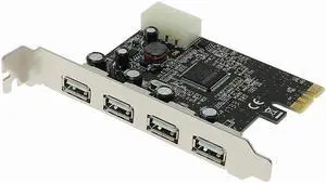 Aomoproing Usb 2.0 pci Expansion Card 4 port PCI-E to USB2.0 Computer Expansion Card pcie usb adapter with 4pin power interface for win 10