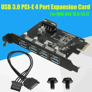 1Pcs Super Speed USB 3.0 PCI-E 4 Port Expansion Card for MAC for OSX 10.8-10.12 12x8.5cm Computer Components Add On Cards