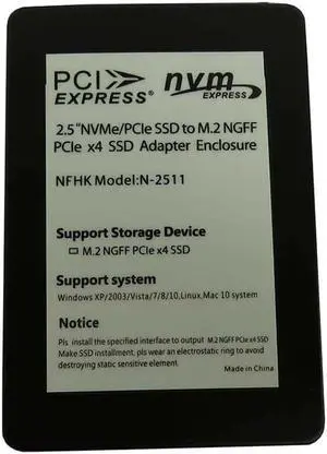 Aomoproing 2.5" inch PCIe NVMe to M.2 NGFF PCIe x4 SSD replace U.2 SFF-8639 Samsung XS1715 XS1725 PM953 PM963 PCIe NVMe SSD adapter card