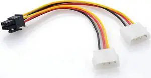 1 X Double Big 4pin To 6pin Power Adapter Cable PCI-E Graphics Card External Power Cord