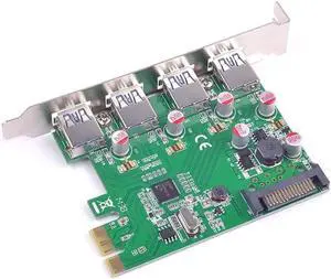 PCI express PCI-e 4 ports USB 3.0 expansion Card Solid capacitor Self restoring fuse Renesas Chip