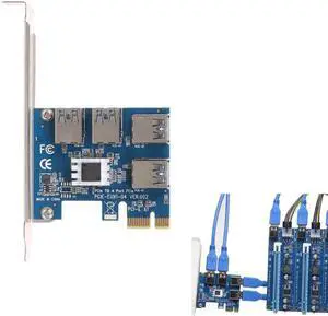 Aomoproing PCI-E PCI Express Riser Card expand card board PCIE 1 to 4 USB Adapter Card 1x to 4-port 16x adaptor for Bitcoin Mining Machine