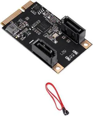 Aomoproing Mini PCIE To 2 Port SATA3 Card 2 Port SATA III Full Height Mini PCIE 3.0 Gen3 High Speed Adapter Card Green IO-MPE40150