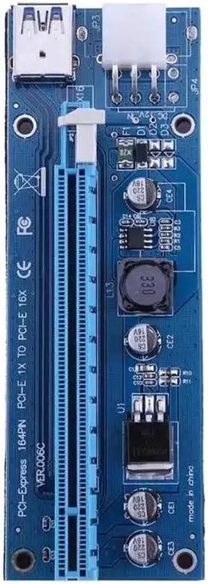 PCI-E PCI Express 1x to 16x Mining Machine Extender Riser Card Board Adapter 15Pin to 6Pin power only board