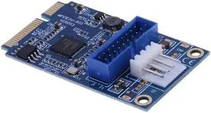 Motherboard Mini PCI Express to Dual USB 3.0 19 pin Add On Card Adapter,Mini PCIe PCI-e to 2 ports USB w/ Molex Power