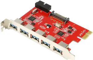Aomoproing 5 Ports PCI-E To USB 3.0 with 20Pin Connector Add on Card PCI Exrepss Converter Adapter