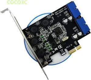 Aomoproing PCI Express 2 Port 19Pin USB 3.0 Card PCI-e to Internal 20Pin Male Ports Adapter Super Speed 5Gb/s NEC D720201