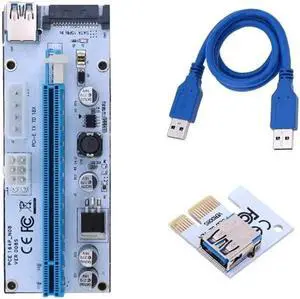 008S PCI-E Riser PCIE 1x to 16x Riser card 60cm USB 3.0 Data Cable SATA 6pin 4Pin IDE Molex Power Supply for BTC Miner mining