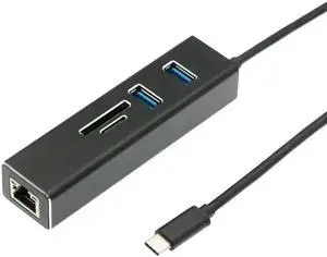 Aomoproing 5 in 1 USB C Hub Multi-Function Type-C to USB3.0X2+RJ45 Gigabit Ethernet Port+TF/SD Card Reader USB3.0 Docking Station