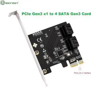 Aomoproing PCIe 4 Ports 6G SATA III 3.0 Controller Card Non Raid PCIe 3.0 x1 Expansion Card Low Profile Bracket