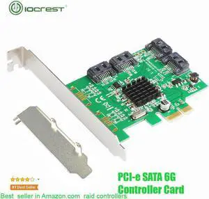 Aomoproing PCIe 4 Ports 6G SATA III 3.0 Controller Card Marvell 88SE9215 Non Raid PCIe 2.0 x1 Expansion Card Low Profile Bracket