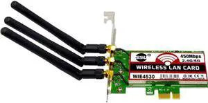 Aomoproing Wireless Wifi 450Mbps LAN Network PCI-Express Adapter Card 802.11B/G/N 3 Antenna