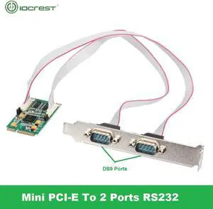 Aomoproing Mini PCIe 2 Ports Rs232 Db9 Com Half Size Mini PCI Express Serial Port Industrial Controller Card EXAR 17V352