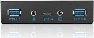FP35U32UCAM USB 3.1 Type C 5Gb/s & 2 x USB 3.0 PC Case 3.5 inch Floppy Bay Front Panel 3 Ports USB Hub w/ HD Audio Output & Microphone