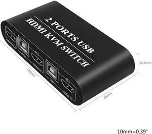 4K HDMI-compatible KVM Switch 2-Port USB Manual Switcher Box Keyboard Mouse QW