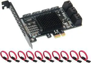 SATA 3 Expansion Card 10 Port, PCI-e Express x1 SATA 6G Controller Card, SATA iii 6Gbps PCIe Adapter Card, Come with Low Profile Bracket and SATA3 Cables