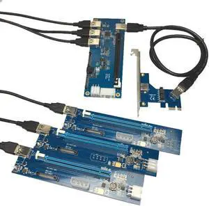 Aomoproing PCI-E x1 Expansion Kit PCI Express 1 to 4 Port PCI Express Switch Multiplier HUB Riser Card PCIE x1 to x16 Riser Adapter