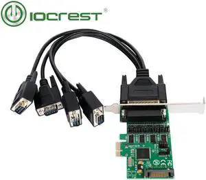 Aomoproing 4 DB-9 Serial Rs232 Ports Pcie Controller Card PCI Express 4 Ports Serial Port with 1 TTL Port with Fan-Out Cable