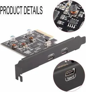 Aomoproing 2 Type C Ports USB 3.1 (10Gbps) PCI-E PCI Express Card Expansion Card Host Card Hub Controller for Desktops Speed Up to 10Gbps