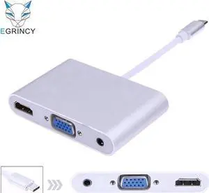 USB C Type C To HDMI VGA 3.5mm Audio Adapter 3 in 1 USB 3.1 Converter Cable For Macbook Google Chromebook Pixel Only