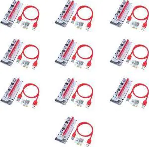 Aomoproing VODOOL 10PCS 60cm 008S PCI-E Riser Cards 1X 16X USB3.0 Adapter Riser Card Cable Wire for BTC Miner Mining