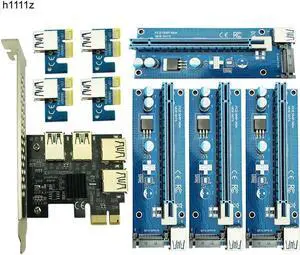 PCIe 1 to 4 PCI express 16X Riser Mining Card PCI E 1X to External 4 PCI e slot SATA Power Supply for BTC Miner Antminer Mining