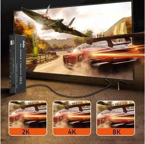 8K HDMI 2.1 Video Switch 4K@120Hz 5 Ports 8K HDMI Video Switcher Adapter with IR Remote for Xbox Series X PC PS5 Projector