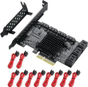 AomoproiPCIE 4X SATA Card 10 Ports,6 Gbps SATA 3.0 Controller PCIe Expansion Card ,Non-Raid,Support 10 SATA 3.0 Devices,with Low Profile Bracket and 10 SSystem Disk, Support 8 SATA 3.0 Devices(SA3014)