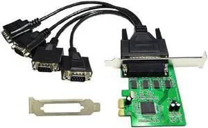 Aomoproing 4 port Serial RS232 RS-232 COM port to PCI-e Express PCIE Adapter with Cable 9904 Chip