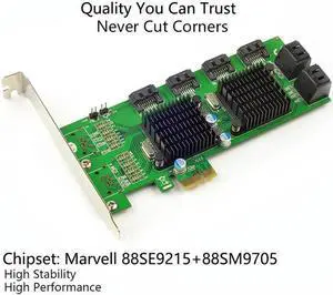 Aomoproing PCIe SATA expansion Card pci express to sata3.0 8 ports expansion card pci-e sata 3 converter Marvell Dual chip for 3T-8T HDD