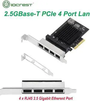 Aomoproing 2.5 Gigabit 4 Port PCIe RJ45 Lan 10/100/1000/ 2500Mbps Realtek 8125b Chip Quad Server Network Card 2.5G