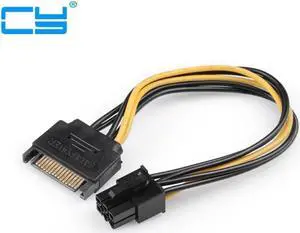 10pcs/lot SATA 15 Pin Male M to PCI-e pcie pci-Express pci express Card 6 Pin Female Graphics Video Card Power Cable 15cm