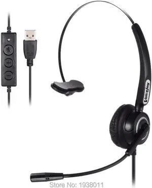 Aomoproing USB Headset Corded Call Center Headphone with Noise-Canceling Mic and Volume Control and Mute Switch for Software,Mac, PC etc