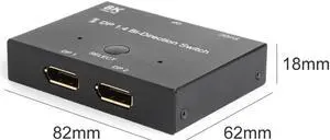 Splitter DP1.4 Bi-Direction Switch Audio Video Sync Adapter 1x2/2x1 Switcher for Computer TV Projector Monitor