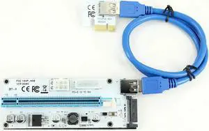 Riser 008S PCIe PCI-E PCI Express Riser Card 4 Pin 6 Pin SATA Ports 1X 4x 8x 16x USB 3.0 Data Cable Power Supply for BTC Miner