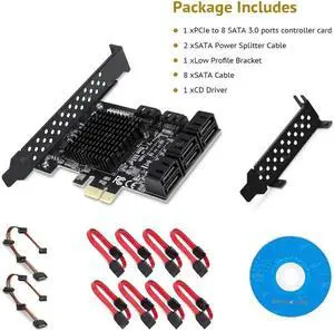 PCIe SATA Card, 8 Port SATA Controller Expansion Card with Low Profile Bracket, Marvell 9215 Non-Raid, Boot as System Disk, Support 8 SATA 3.0 Devices(SA3014)