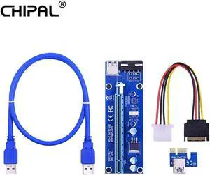 VER006 PCI-E Riser Card PCI Express PCIE 1X to 16X Adapter 60CM USB 3.0 Cable SATA 4Pin Molex for Mining Bitcoin Miner