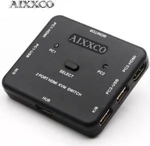 HDMI KVM Switch 1.4v Switcher 2 Port PCs Sharing 2 Devices for Keyboard Mouse Printer Monitor Selector HDMI Switch KVM