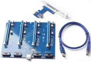 PCI-Express PCIe 1 to 4 PCI express 16X slots Riser Card PCI-E 1X to External 4 slot Adapter PCIe Port Multiplier for Mining
