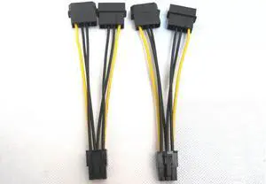 2pcs/lot PC Computer DIY ATX Dual 4Pin 4P Molex to Graphic Video Card PCI-E PCIe 6Pin 6P Power Supply Cable Cord 18AWG Wire 11cm