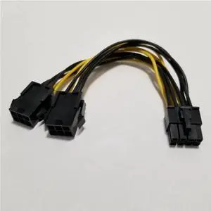 Graphics Card Dual 6Pin Female to 8Pin Adapter PCI-E Power Supply Extension Cable 18AWG 20cm