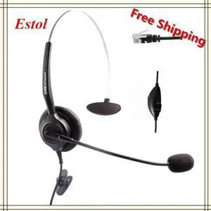 Aomoproing Mono monaural single ear rj9 plug headset voice volume adjustable mute key call center earphone headphone