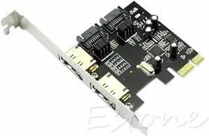 1 Set 2 Ports Esata PCI-E PCI Express 6Gbps to SATA 3.0 SATA III ASM106 Card Adapter High Speed
