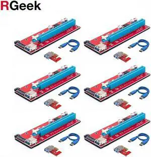 VER007S PCI Express PCI-E 1X to 16X Riser Card Extender with USB 3.0 Data Cable & 15Pin SATA Molex Power Interface