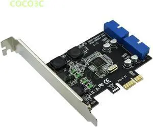 PCI Express 2 Port 19Pin USB 3.0 Card PCI-e to Internal 20Pin Male Ports Adapter PCIe extend to Super Speed 5Gb/s NEC D720201