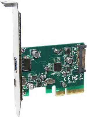 2 ports USB 3.1 Type-A + Type-C PCI express Card PCIe low profile bracket pci-e 4x to usb3.1 Type A & C adapter 10Gbps USB-C
