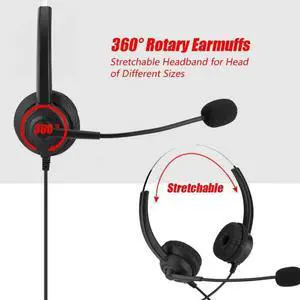 Aomoproing Call Center Headphone Noise Cancelling Headset With Crystal USB 3.5/2.5MM Plug For Customer Service/ Game/PC Headphones